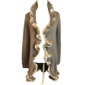Chico’s Trending Faux Fur Ruffle Trim Cardigan